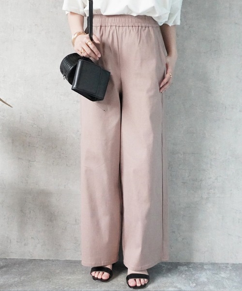 SELECT LEVERY(セレクトリベリー)の「接触冷感 ハイストレッチワイドパンツ(その他パンツ・レディース・ブラック/ピンクベージュ/ライトベージュ・MEDIUM/LARGE)」の3枚目の写真