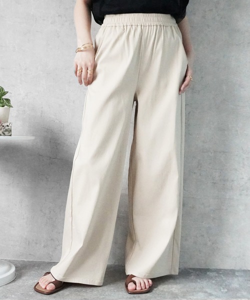 SELECT LEVERY(セレクトリベリー)の「接触冷感 ハイストレッチワイドパンツ(その他パンツ・レディース・ブラック/ピンクベージュ/ライトベージュ・MEDIUM/LARGE)」の1枚目の写真