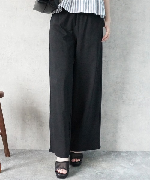 SELECT LEVERY(セレクトリベリー)の「接触冷感 ハイストレッチワイドパンツ(その他パンツ・レディース・ブラック/ピンクベージュ/ライトベージュ・MEDIUM/LARGE)」の2枚目の写真