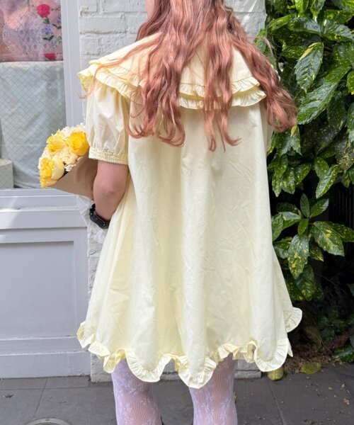 w closet（ダブルクローゼット）の「【Am企画】半袖ふりふりミニワンピース（シャツ/ブラウス・レディース・オフホワイト/イエロー・FREE）」の16枚目の写真