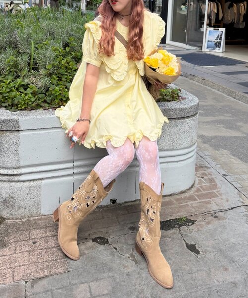 w closet（ダブルクローゼット）の「【Am企画】半袖ふりふりミニワンピース（シャツ/ブラウス・レディース・オフホワイト/イエロー・FREE）」の17枚目の写真