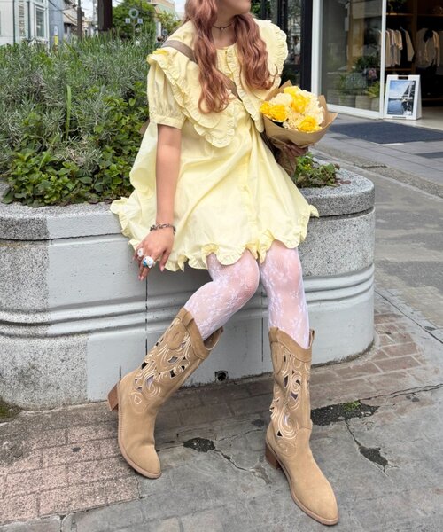 w closet（ダブルクローゼット）の「【Am企画】半袖ふりふりミニワンピース（シャツ/ブラウス・レディース・オフホワイト/イエロー・FREE）」の18枚目の写真