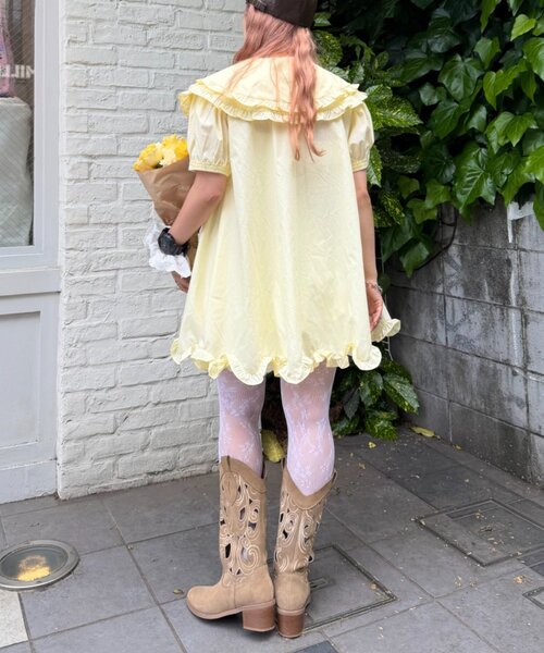 w closet（ダブルクローゼット）の「【Am企画】半袖ふりふりミニワンピース（シャツ/ブラウス・レディース・オフホワイト/イエロー・FREE）」の21枚目の写真