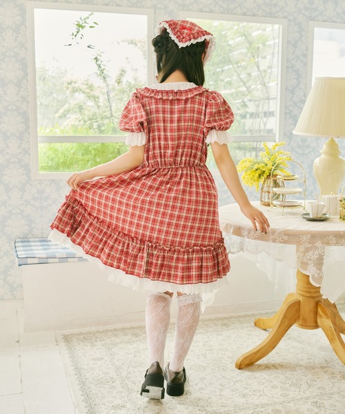 kutir(クティール)の「【クティールとレトロ】コットンレースチェックミニワンピース(ワンピース・レディース・ブルー/グリーン/レッド・FREE)」の17枚目の写真
