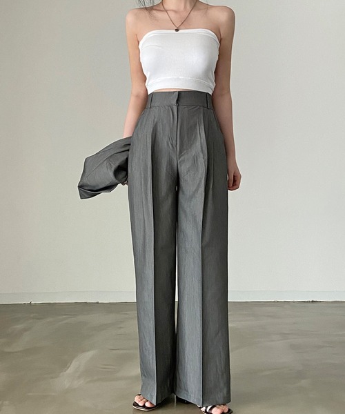 ADDITION STORE(アディションストア)の「\上下2点セット/2つボタン ハーフスリーブジャケット+2タックパンツ セットアップ(セットアップ・レディース・ブラック/グレー・SMALL/MEDIUM)」の11枚目の写真