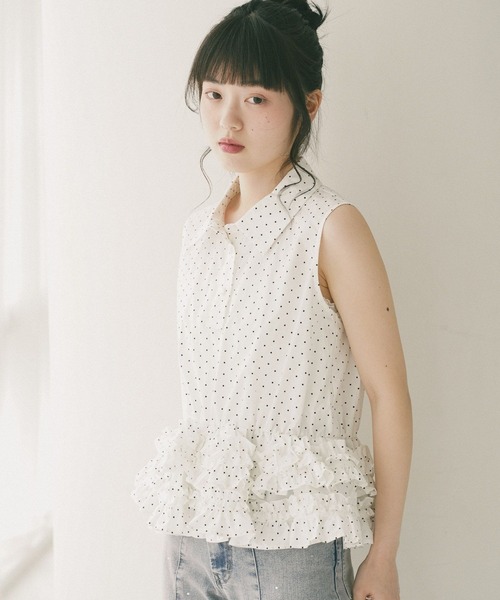Heather(ヘザー)の「ボリュームフリルヘムノースリーブブラウス 814787(シャツ/ブラウス・レディース・ブルー/ホワイト系その他/ブルー系その他・FREE)」の8枚目の写真