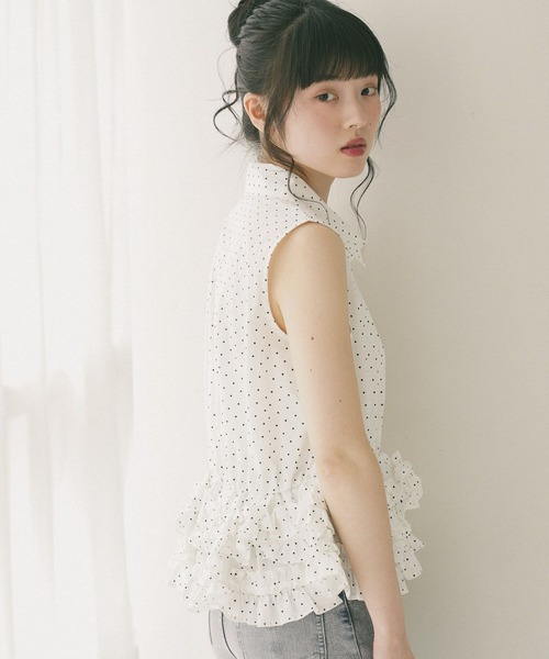 Heather(ヘザー)の「ボリュームフリルヘムノースリーブブラウス 814787(シャツ/ブラウス・レディース・ブルー/ホワイト系その他/ブルー系その他・FREE)」の9枚目の写真