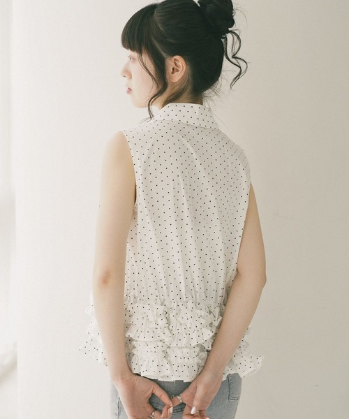 Heather(ヘザー)の「ボリュームフリルヘムノースリーブブラウス 814787(シャツ/ブラウス・レディース・ブルー/ホワイト系その他/ブルー系その他・FREE)」の10枚目の写真