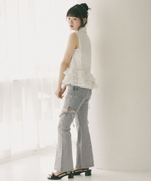 Heather(ヘザー)の「ボリュームフリルヘムノースリーブブラウス 814787(シャツ/ブラウス・レディース・ブルー/ホワイト系その他/ブルー系その他・FREE)」の13枚目の写真
