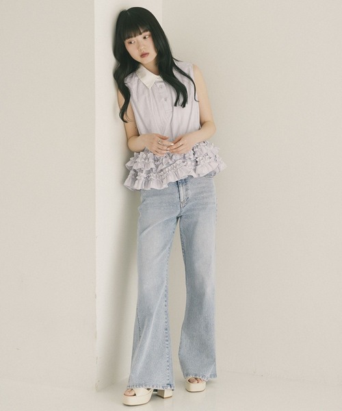 Heather(ヘザー)の「ボリュームフリルヘムノースリーブブラウス 814787(シャツ/ブラウス・レディース・ブルー/ホワイト系その他/ブルー系その他・FREE)」の19枚目の写真