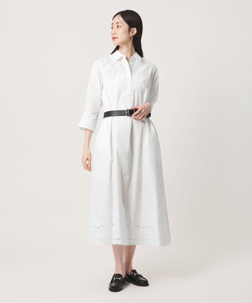 UNITED ARROWS(ユナイテッドアローズ)の「カットワーク シャツワンピース(ワンピース・レディース・オフホワイト/ネイビー・FREE)」の11枚目の写真