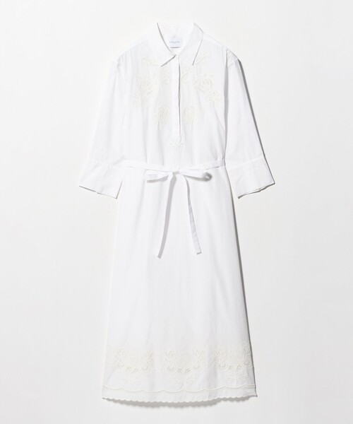 UNITED ARROWS(ユナイテッドアローズ)の「カットワーク シャツワンピース(ワンピース・レディース・オフホワイト/ネイビー・FREE)」の3枚目の写真