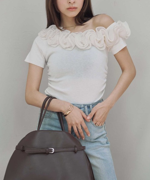 ACYM(アシーム)の「デコラティブデザインニット(Tシャツ/カットソー・レディース・ホワイト/ピンク・FREE)」の4枚目の写真