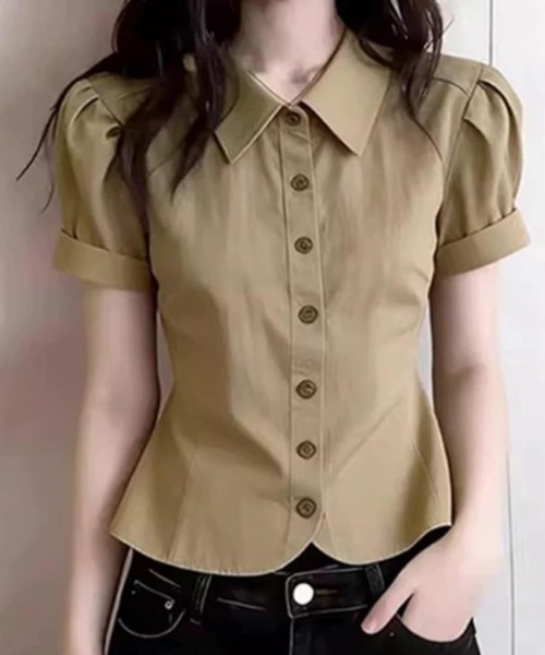 semplice（センプリチェ）の「シャツ【韓国ファッション】（シャツ/ブラウス・レディース・キャメル・XL/L/M/S）」の3枚目の写真