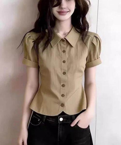 semplice（センプリチェ）の「シャツ【韓国ファッション】（シャツ/ブラウス・レディース・キャメル・XL/L/M/S）」の6枚目の写真