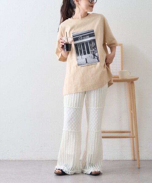 CIAOPANIC TYPY(チャオパニックティピー)の「裾フリル切替メッシュレースフレアパンツ(その他パンツ・レディース・ブラック/オフホワイト・MEDIUM/SMALL)」の8枚目の写真