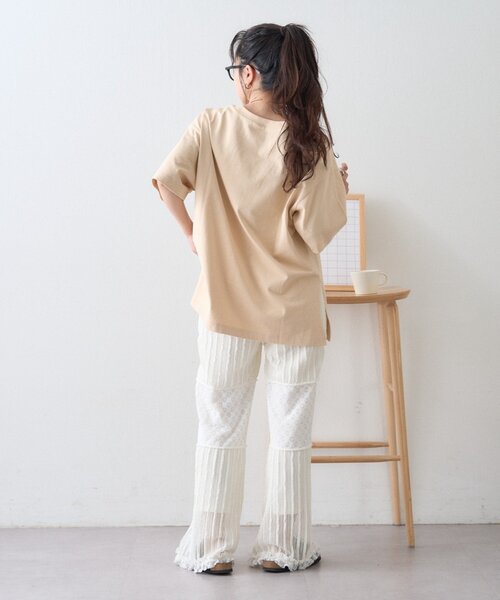 CIAOPANIC TYPY(チャオパニックティピー)の「裾フリル切替メッシュレースフレアパンツ(その他パンツ・レディース・ブラック/オフホワイト・MEDIUM/SMALL)」の11枚目の写真