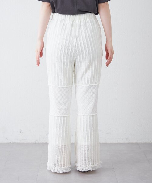 CIAOPANIC TYPY(チャオパニックティピー)の「裾フリル切替メッシュレースフレアパンツ(その他パンツ・レディース・ブラック/オフホワイト・MEDIUM/SMALL)」の20枚目の写真