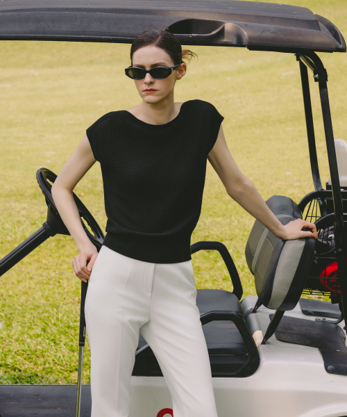 OBER GOLF(オーベルゴルフ)の「サマーボートネックニット(ブラック)(Tシャツ/カットソー・レディース・ブラック・FREE)」の2枚目の写真