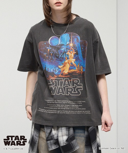 STAR WARS（スターウォーズ）の「＜Exclusive＞【STAR WARS】Vintage-Washed Oversized Tee / 【スター・ウォーズ】 別注 ヴィンテージ加工 オーバーサイズ グラフィックTシャツ（Tシャツ/カットソー・メンズ・ブラック系2/ブラック系/ブラック・L/M）」の6枚目の写真