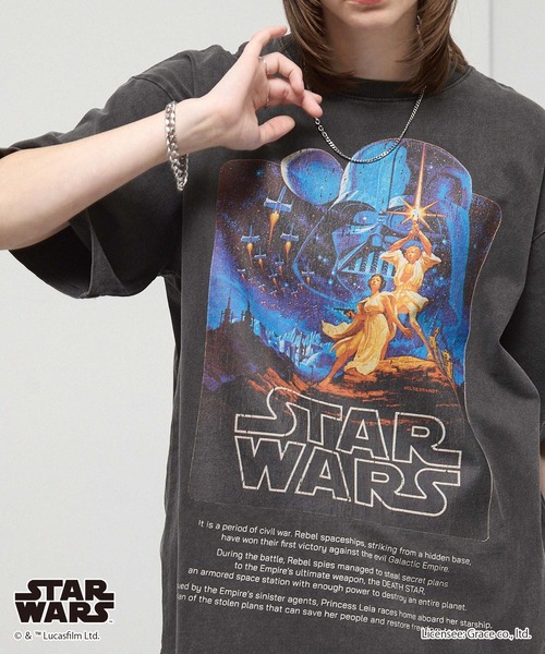 STAR WARS（スターウォーズ）の「＜Exclusive＞【STAR WARS】Vintage-Washed Oversized Tee / 【スター・ウォーズ】 別注 ヴィンテージ加工 オーバーサイズ グラフィックTシャツ（Tシャツ/カットソー・メンズ・ブラック系2/ブラック系/ブラック・L/M）」の9枚目の写真