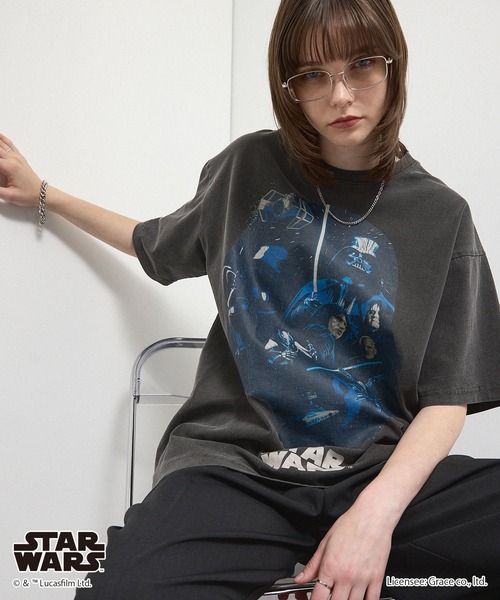 STAR WARS（スターウォーズ）の「＜Exclusive＞【STAR WARS】Vintage-Washed Oversized Tee / 【スター・ウォーズ】 別注 ヴィンテージ加工 オーバーサイズ グラフィックTシャツ（Tシャツ/カットソー・メンズ・ブラック系2/ブラック系/ブラック・L/M）」の18枚目の写真