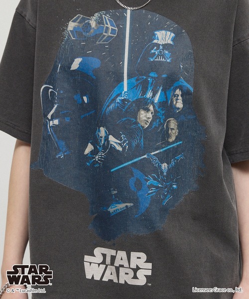 STAR WARS（スターウォーズ）の「＜Exclusive＞【STAR WARS】Vintage-Washed Oversized Tee / 【スター・ウォーズ】 別注 ヴィンテージ加工 オーバーサイズ グラフィックTシャツ（Tシャツ/カットソー・メンズ・ブラック系2/ブラック系/ブラック・L/M）」の22枚目の写真