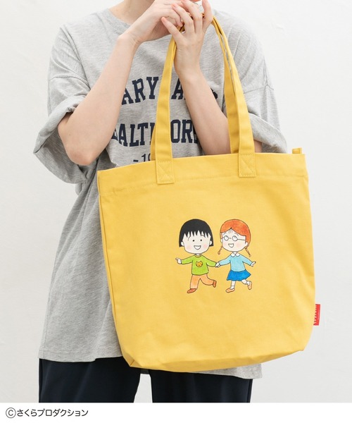 Honeys(ハニーズ)の「ちびまる子ちゃん/トートバッグ(トートバッグ・レディース・ホワイト系その他2/イエロー/ホワイト系その他3/ネイビー/ピンク/スミクロ・FREE)」の1枚目の写真