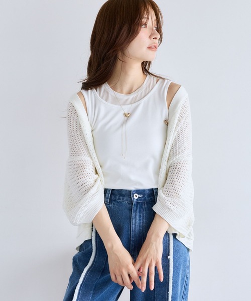 mysty woman(ミスティウーマン)の「ノースリレイヤードカットソー 1046991(タンクトップ・レディース・ブラウン/ブラック/オフホワイト・FREE)」の10枚目の写真