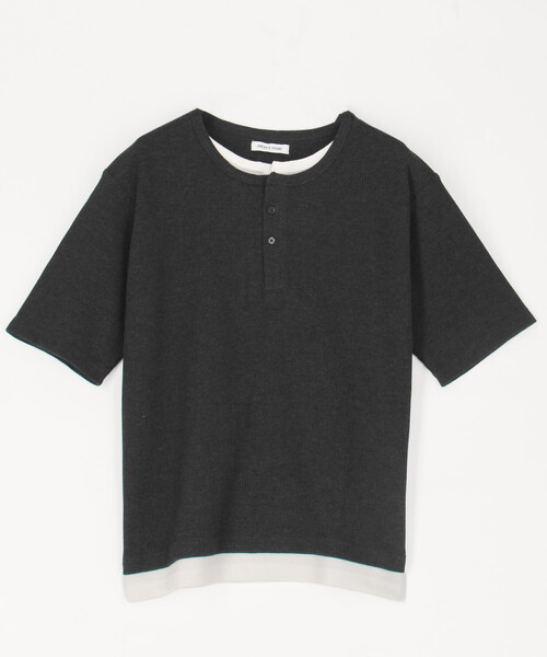 FREAK'S STORE(フリークスストア)の「ワッフル フェイクレイヤード ヘンリーネック Tシャツ(Tシャツ/カットソー・メンズ・チャコールグレー/ライトグレー/ブラウン・SMALL/MEDIUM/LARGE)」の21枚目の写真
