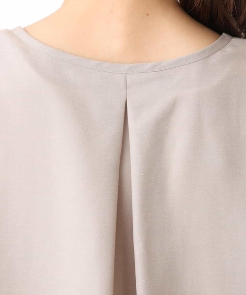 MK MICHEL KLEIN（エムケーミッシェルクラン）の「[洗える]深V開きサックワンピース（ワンピース・レディース・グリーン/ベージュ・38）」の21枚目の写真