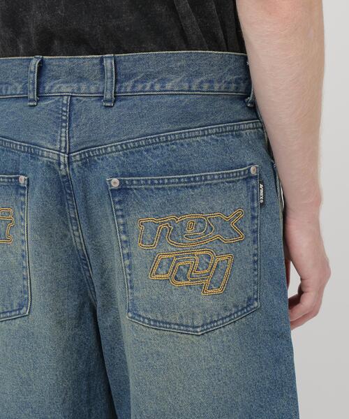 AVIREX(アヴィレックス)の「GOALERS EMBROIDERY DENIM SHORTS / 刺しゅう デニム ショーツ / AVIREX / アヴィレックス(デニムパンツ・メンズ・ライトインディゴブルー/ブラック・X-LARGE/MEDIUM)」の9枚目の写真