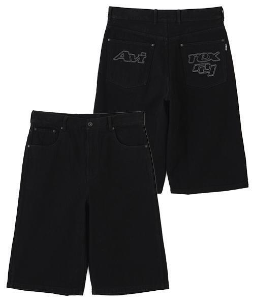 AVIREX(アヴィレックス)の「GOALERS EMBROIDERY DENIM SHORTS / 刺しゅう デニム ショーツ / AVIREX / アヴィレックス(デニムパンツ・メンズ・ライトインディゴブルー/ブラック・X-LARGE/MEDIUM)」の1枚目の写真