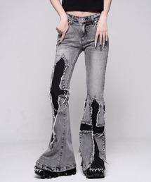 REFLEM（レフレム）の「『REFLEM/レフレム』クロスパッチフレアデニムパンツ（デニムパンツ）」