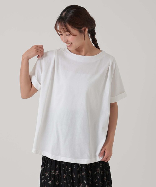 HEART MARKET(ハートマーケット)の「タックタックチュニック(Tシャツ/カットソー・レディース・チャコール/ダークグリーン/ホワイト/グレイッシュベージュ/ブラック/パープル・FREE)」の2枚目の写真