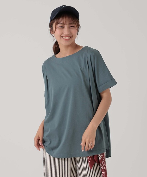 HEART MARKET(ハートマーケット)の「タックタックチュニック(Tシャツ/カットソー・レディース・チャコール/ダークグリーン/ホワイト/グレイッシュベージュ/ブラック/パープル・FREE)」の1枚目の写真