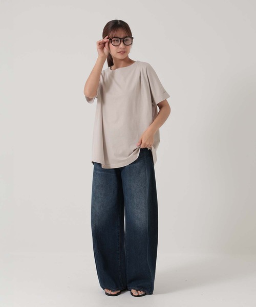 HEART MARKET(ハートマーケット)の「タックタックチュニック(Tシャツ/カットソー・レディース・チャコール/ダークグリーン/ホワイト/グレイッシュベージュ/ブラック/パープル・FREE)」の9枚目の写真