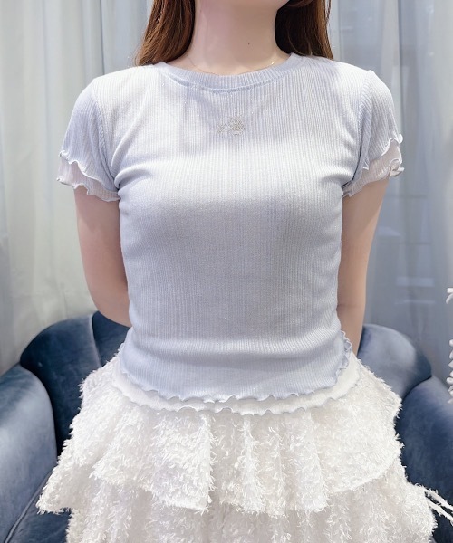 lilLilly（リルリリー）の「レイヤードラメTシャツ（Tシャツ/カットソー・レディース・ホワイト/ブラック/ピンク/ブルー・FREE）」の3枚目の写真