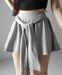 【 3color 】ラップレイヤードフレアミニスカパン / wrap layered flare mini skirt pants ※※