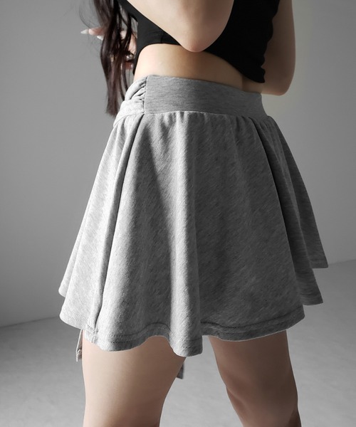 me+em select（ミームセレクト）の「【 ３color 】ラップレイヤードフレアミニスカパン ／ wrap layered flare mini skirt pants　※※（スカート・レディース・グレー/ホワイト/ブラック・MEDIUM/LARGE/SMALL）」の7枚目の写真