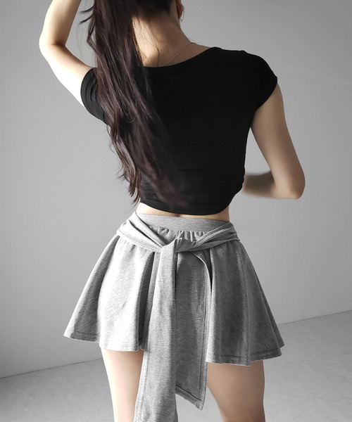 me+em select（ミームセレクト）の「【 ３color 】ラップレイヤードフレアミニスカパン ／ wrap layered flare mini skirt pants　※※（スカート・レディース・グレー/ホワイト/ブラック・MEDIUM/LARGE/SMALL）」の20枚目の写真