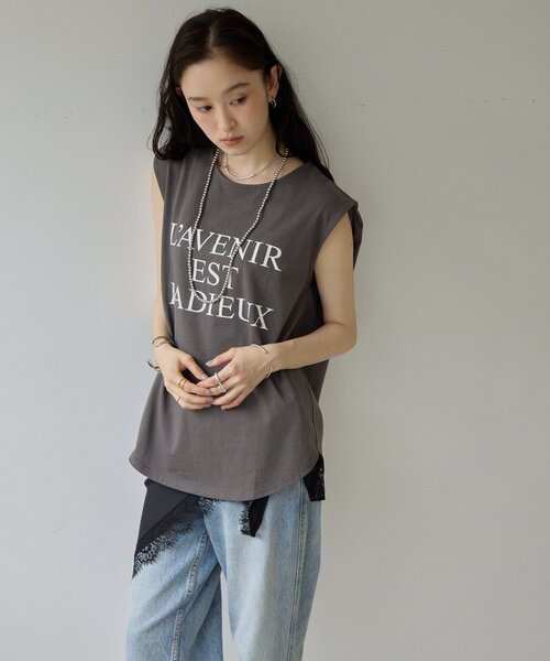 DISCOAT(ディスコート)の「【Noka/WEB限定】ロゴノースリTシャツ(Tシャツ/カットソー・レディース・オフホワイト/カーキ/チャコールグレー・FREE)」の14枚目の写真