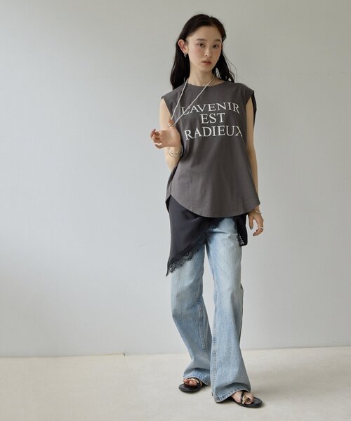 DISCOAT(ディスコート)の「【Noka/WEB限定】ロゴノースリTシャツ(Tシャツ/カットソー・レディース・オフホワイト/カーキ/チャコールグレー・FREE)」の21枚目の写真