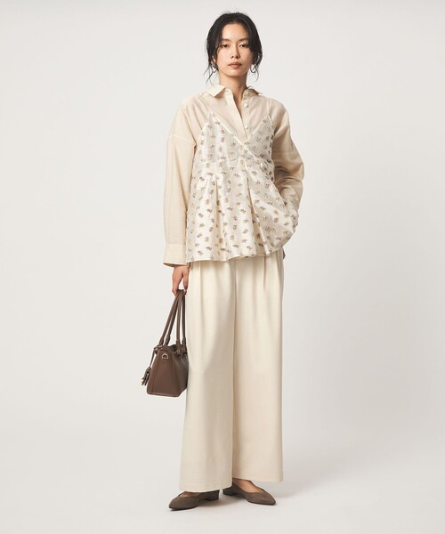 green label relaxing（グリーンレーベルリラクシング）の「［size SHORT/TALLあり］オルマイ ツイル ワイド パンツ オフホワイト（その他パンツ・レディース・オフホワイト・TALL/40/36/34/SHORT/38）」の4枚目の写真