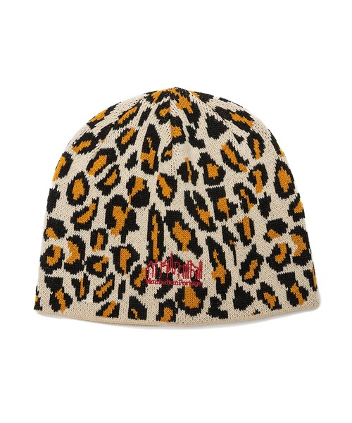Manhattan Portage(マンハッタンポーテージ)の「Manhattan Portage / マンハッタンポーテージ LEOPARD KNIT BEANIE レオパード ニット ビーニー ニット帽 ニットキャップ 豹柄 ヒョウ柄 メンズ レディース 2026年秋冬 秋物(ニットキャップ/ビーニー・メンズ・ベージュ/ブラウン/グレー/ピンク・FREE)」の3枚目の写真