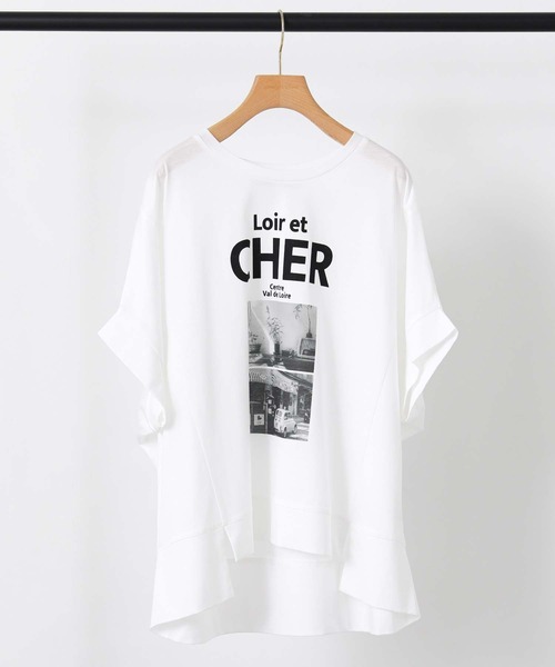 Gready Brilliant(グレディブリリアン)の「CHERフォトワイドフレンチスリーブ(Tシャツ/カットソー・レディース・ライトカーキ/オフホワイト・FREE)」の1枚目の写真