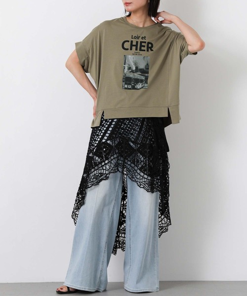 Gready Brilliant(グレディブリリアン)の「CHERフォトワイドフレンチスリーブ(Tシャツ/カットソー・レディース・ライトカーキ/オフホワイト・FREE)」の7枚目の写真