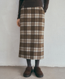 Wool Pencil Check Skirt_Beige(O25-SK16)
