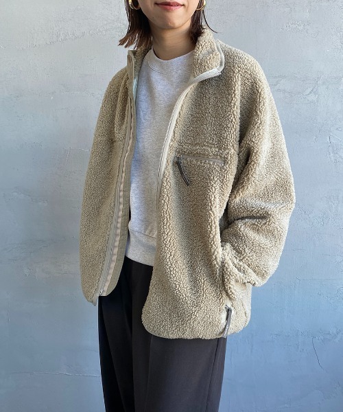 GYMPHLEX（ジムフレックス）の「【WEB先行予約】[GYMPHLEX/ジムフレックス] COZY LIGHT ボアフリースジャケット（ブルゾン・レディース・ベージュ/オフホワイト/チャコール・14）」の19枚目の写真