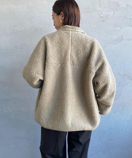 GYMPHLEX（ジムフレックス）の「【WEB先行予約】[GYMPHLEX/ジムフレックス] COZY LIGHT ボアフリースジャケット（ブルゾン・レディース・ベージュ/オフホワイト/チャコール・14）」の21枚目の写真
